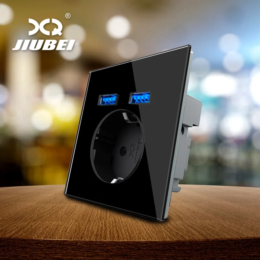 JIUBEI ЕС розетка с USB док станция для дома 16A 250V dual usb Автомобильное зарядное