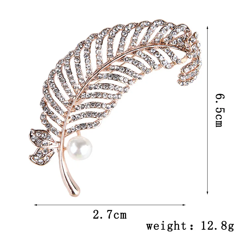 Фантазийные Изысканные жемчужные броши в форме пера для свитер женщин