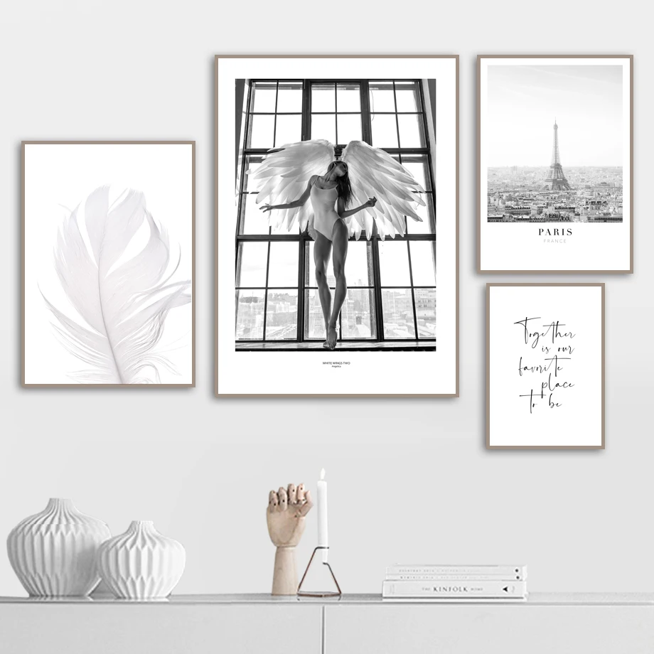 Парижская башня девушка окно перо Настенная картина с ландшафтом холст живопись