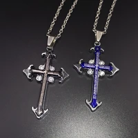 vintage christian jesus bible cross necklace blue prayer prazi cross pendant mens necklace wholesale small cross necklace