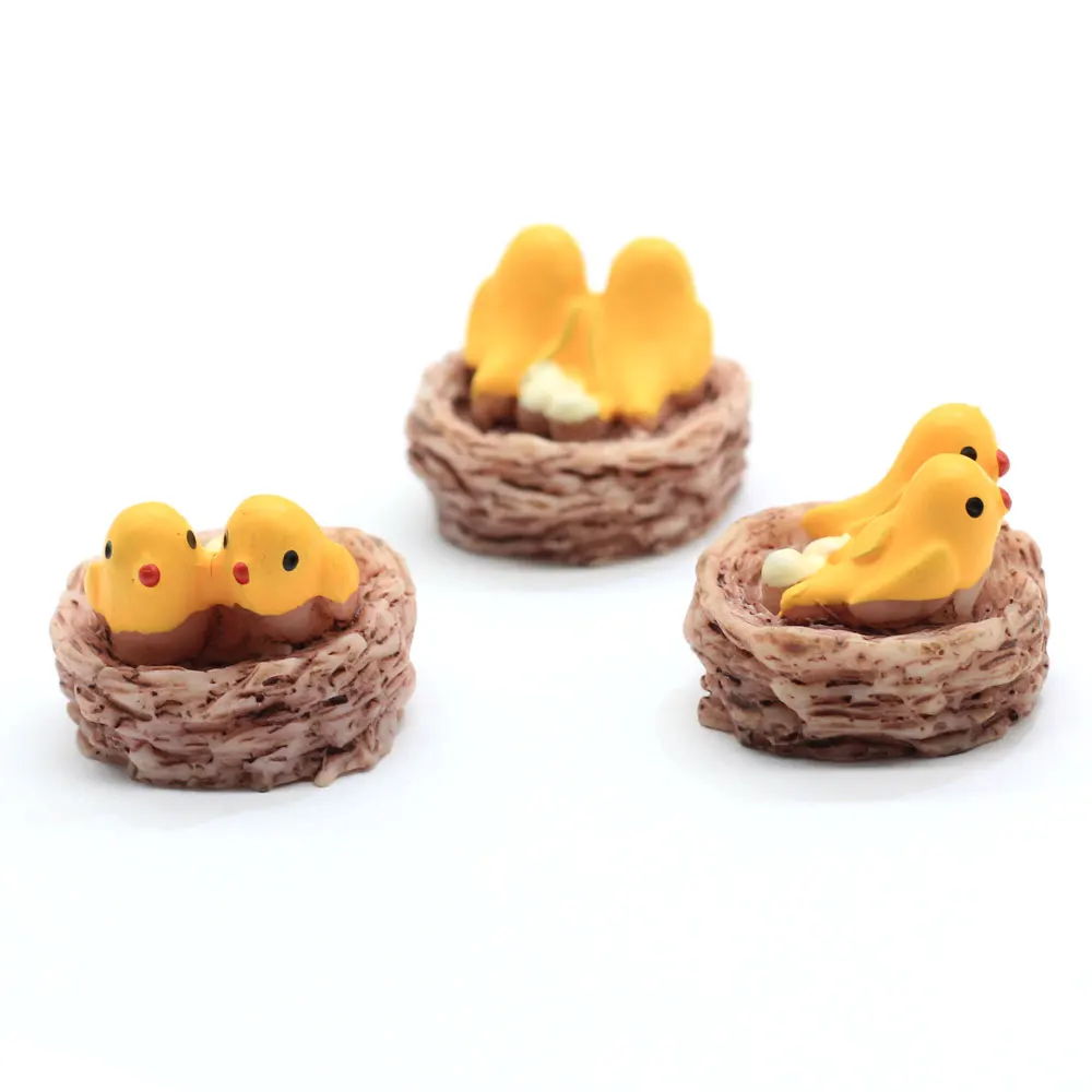 

Small Bird Nest Figurines Mini Oriole Resin Crafts Fairy Garden Miniatures Cartoon Animal DIY Landscape Ornament Home