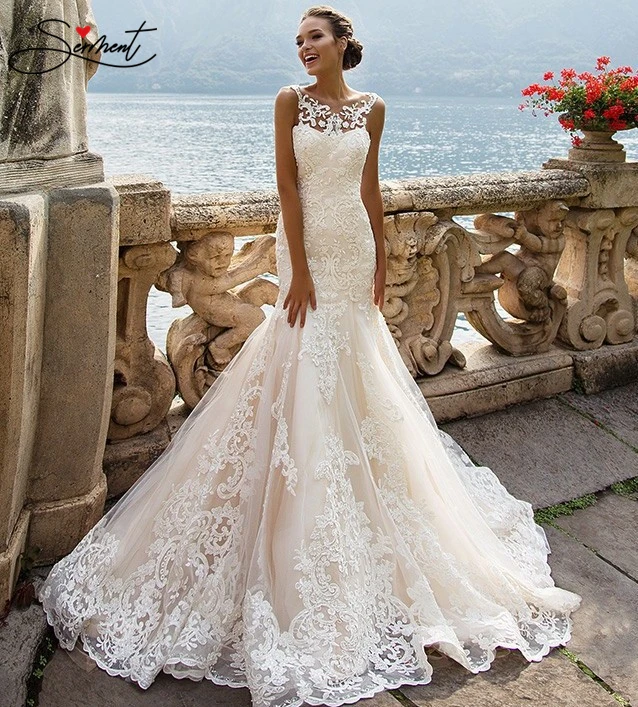 

BAZIIINGAAA кружевное свадебное платье русалки 2021 кружевное платье с цветочным узором в пол весна лето осень свадебное пляжное свадебное платье