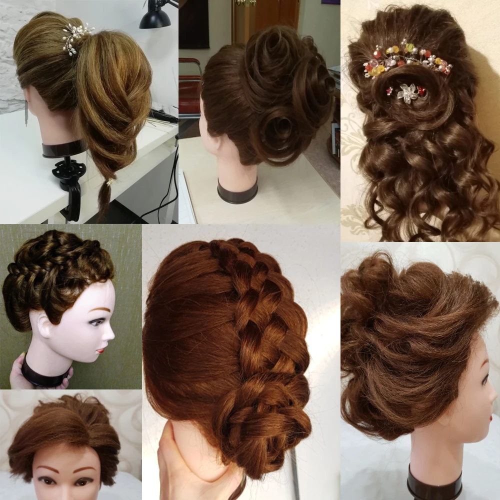 20 Inch 100% Real Human Hair Mannequin Head for Hairdressers Salon Hairdressing Practice Training Doll  Head for Hairstyle