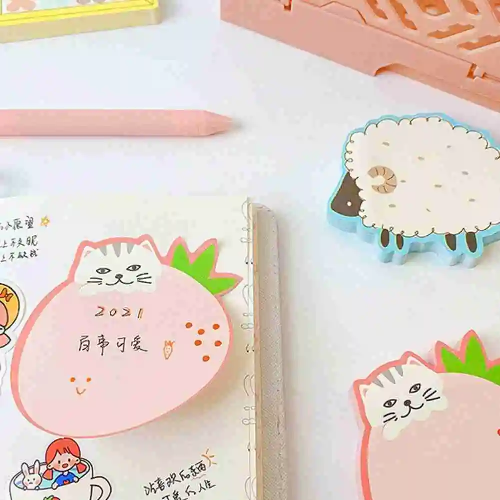 

65 Pages/book Cartoon Cute Animals Sticky Note Planner Sticker Creative Post It Notes Kawaii Message Paper Memo Pad Stationery