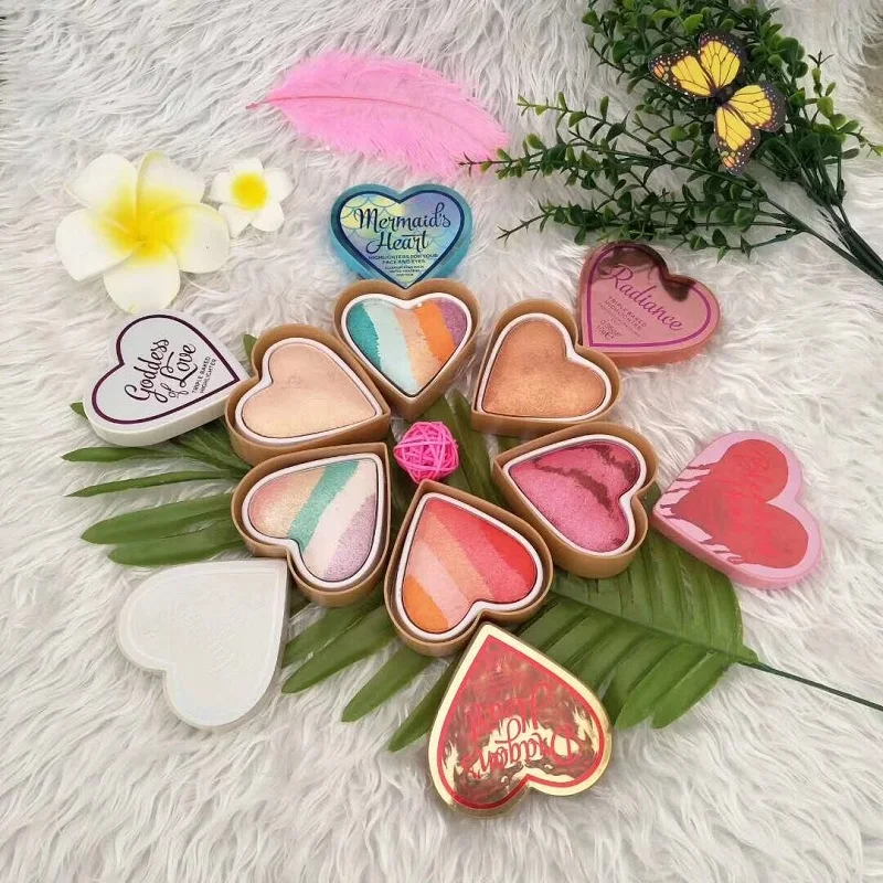 Хайлайтеры для макияжа LOVE 6 цветов косметика лица палитра радужные разноцветные