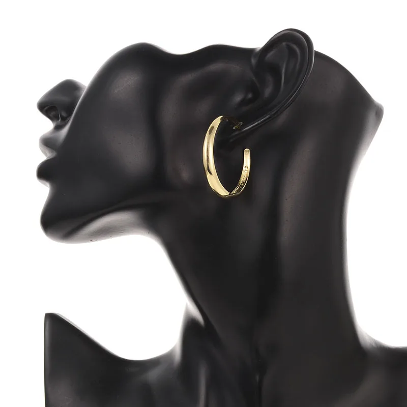 Большие модные серьги-кольца Shineland большие гладкие круглые металлические серьги