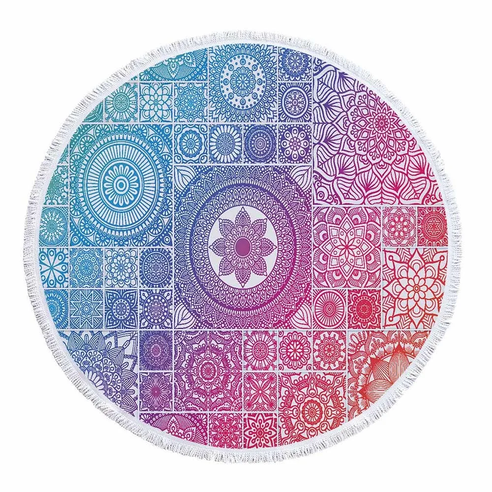3D Small Fresh Mandala Round Beach Towel Microfiber Bath Towels For Adults Printed Table Cover Outdoor Serviette Blanket | Дом и сад