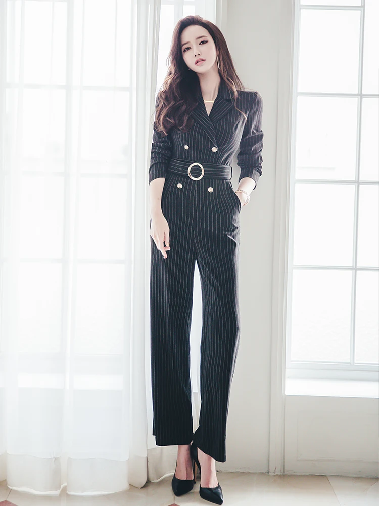 Комбинезон женский в полоску элегантный офисный костюм для работы спортивный с