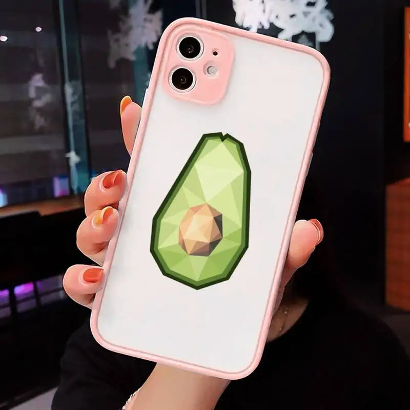 

avocado aesthetic Gteen Fruit Phone Cases Matte transparent For Pink iPhone 12 Mini 11 Pro XR XS Max 7 8 Plus X Back Cover