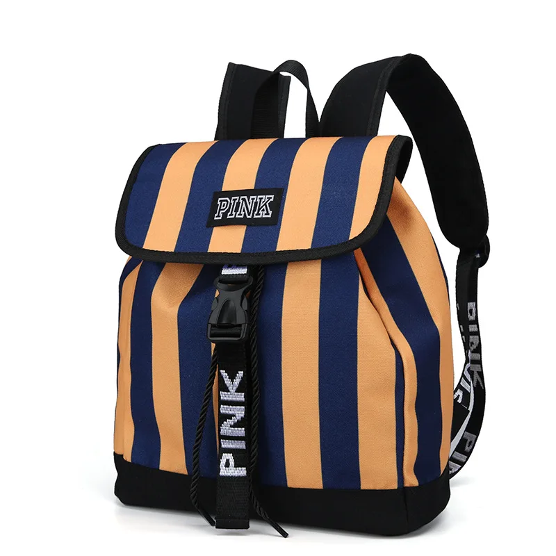Новинка 2019 Модный женский рюкзак для колледжа розовый mochila контрастный полосатый