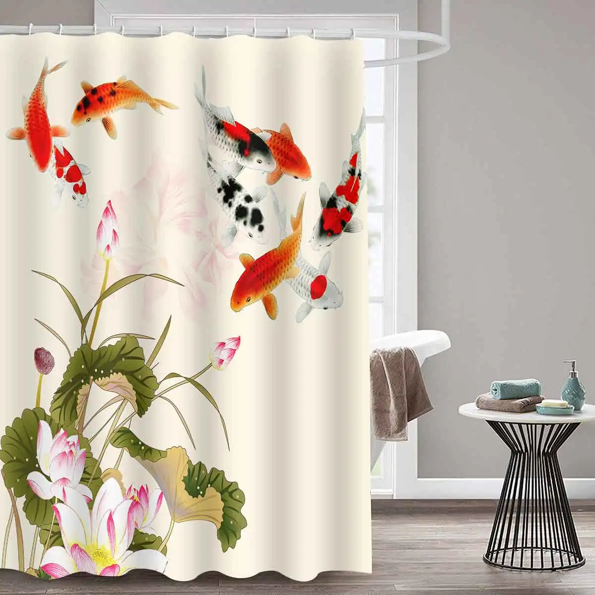 

MTMETY Ocean Jellyfish Shower Curtain Polyester Waterproof Curtains Bathroom Chinese style koi Bath Screens rideau de douche