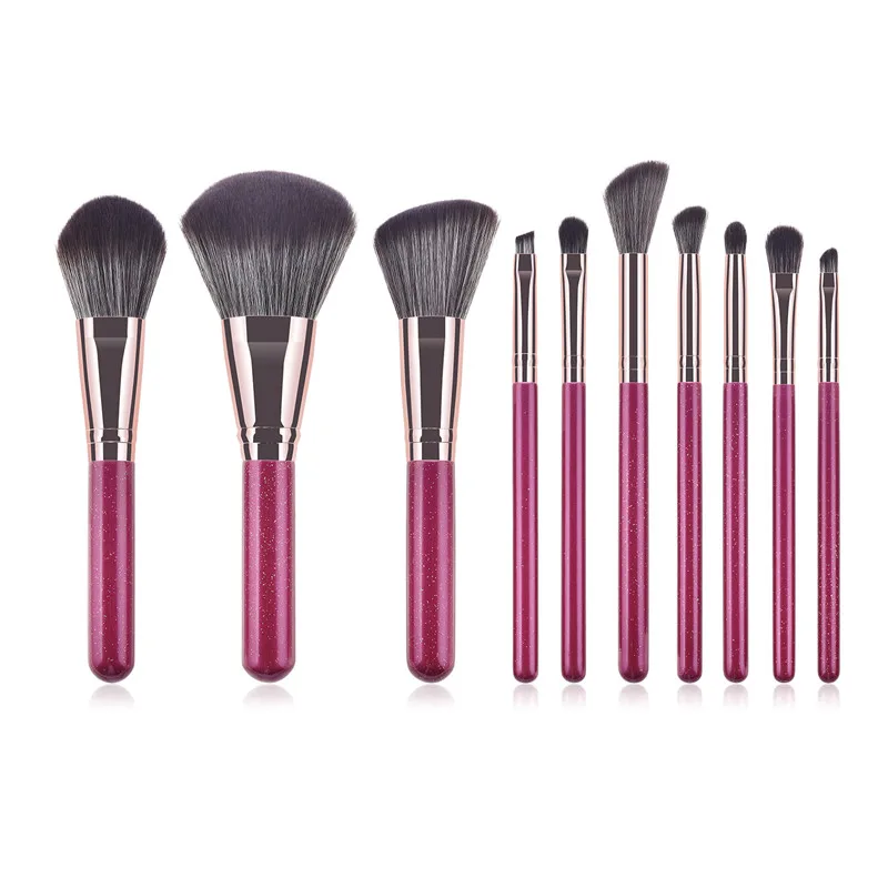 10Pcs Makeup Brushes Set purplish red wooden handle pincel maquiagem maquillaje Makeup Tool for Powder Eyeshadow Cosmetic