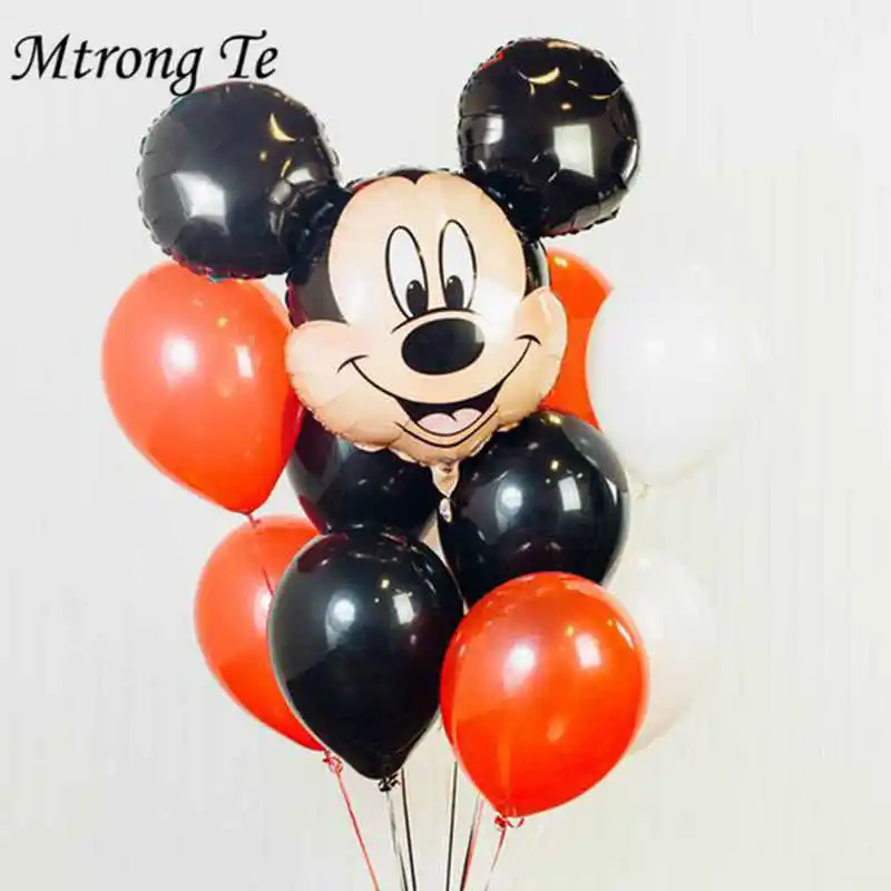 10pcs 12 шт. Микки Минни Маус Звездные гелиевые фольгированные шары для детского дня рождения украшения для детского душа 1 день рождения латексные шары игрушки - Цвет: 10pcs