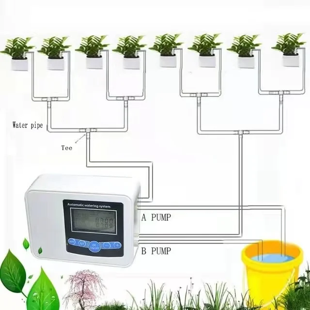 Dual-pump Smart Drip System Timer Garden Automatic Solar Energy Charging Watering system for Potted Plant Flowers