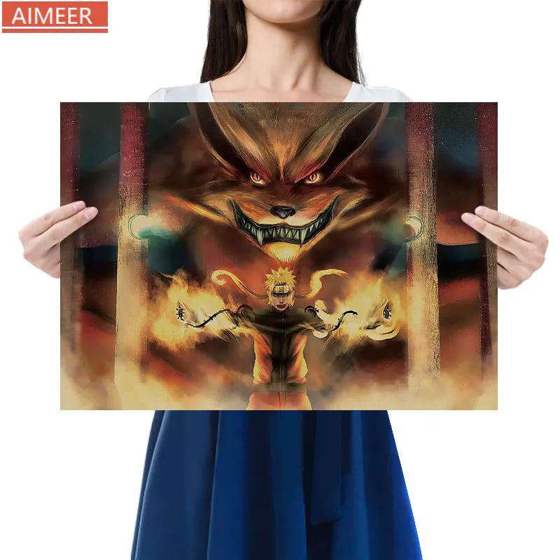 Ностальгия комикс ниндзя персонаж удзумаки плакат в стиле ретро из крафт-бумаги