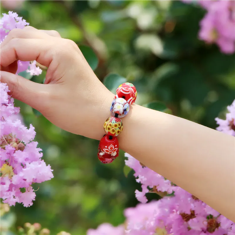 

Glass Bracelet female Japanese Style Cherry beads bracelet couple bracelet