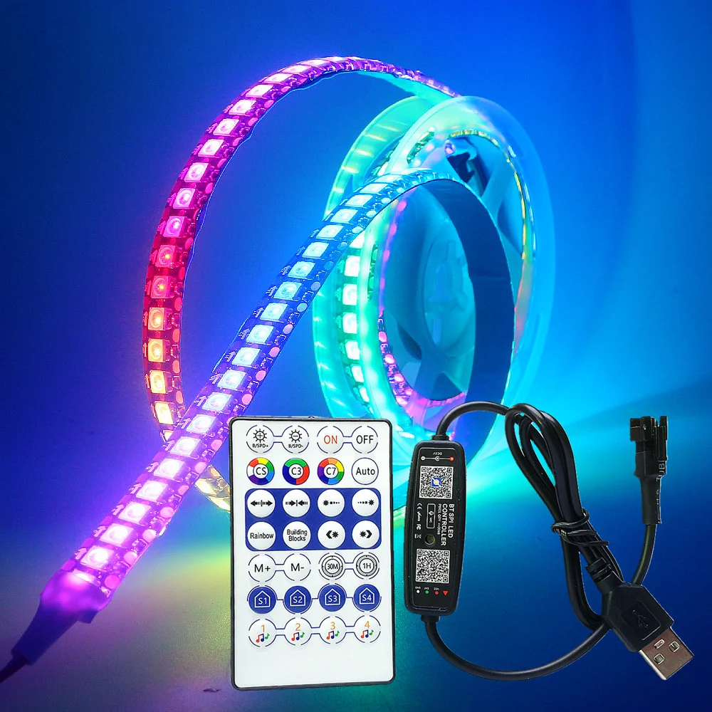 Светодиодная лента WS2812B 1 м-5 м RGB 5050 гибкая для лампы постоянного тока 5 В USB