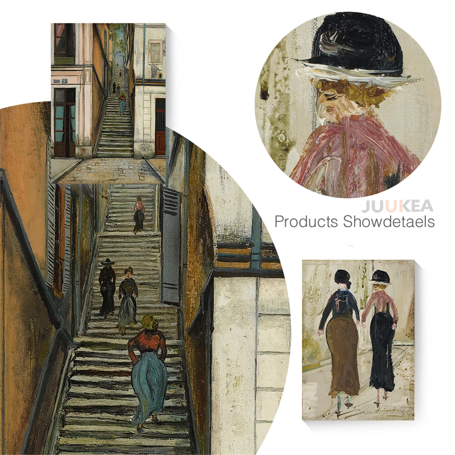 Restaurant Aux Vignobles de France Two Women Back Maurice Utrillo Artwork group of Canvas Paintings Wall Art Prints Home Decor | Дом и сад