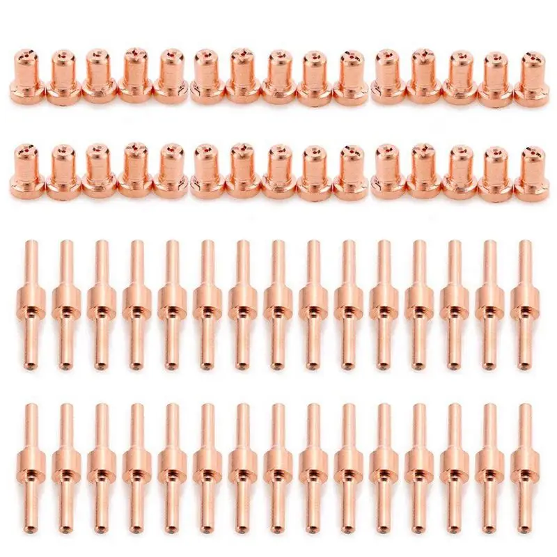 

NEW-60pcs Red Copper Extended Long Plasma Cutter Tip Electrodes&Nozzles Kit Consumable For PT31 LG40 40A Cutting Welder Torch