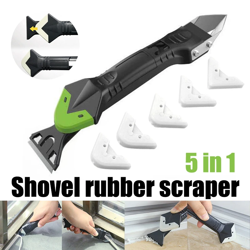 

5 In1 Silicone Remover Caulk Finisher Sealant Smooth Scraper Grout Kit Tools Plastic Hand Tools Set Angled Scraper Accessories