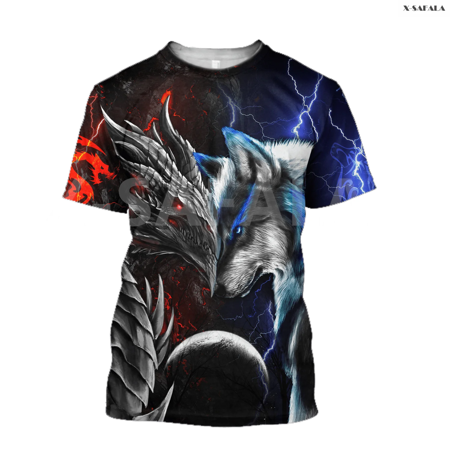 Летняя модная футболка с 3D рисунком черепа дракона лошади розы | Мужская одежда