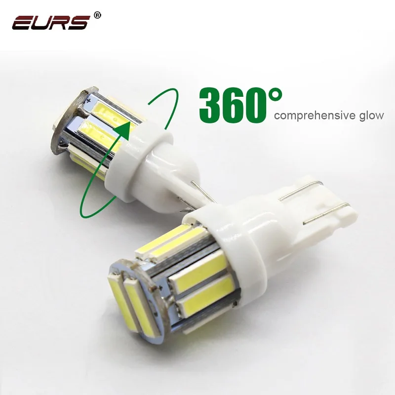 EURS 10 шт. T10 501 194 168 W5W светодиодный 7020 SMD автомобильная светодиодная лампа BA9S 10smd бокосветильник ПА с клиновидным цоколем белая синяя желтая красная