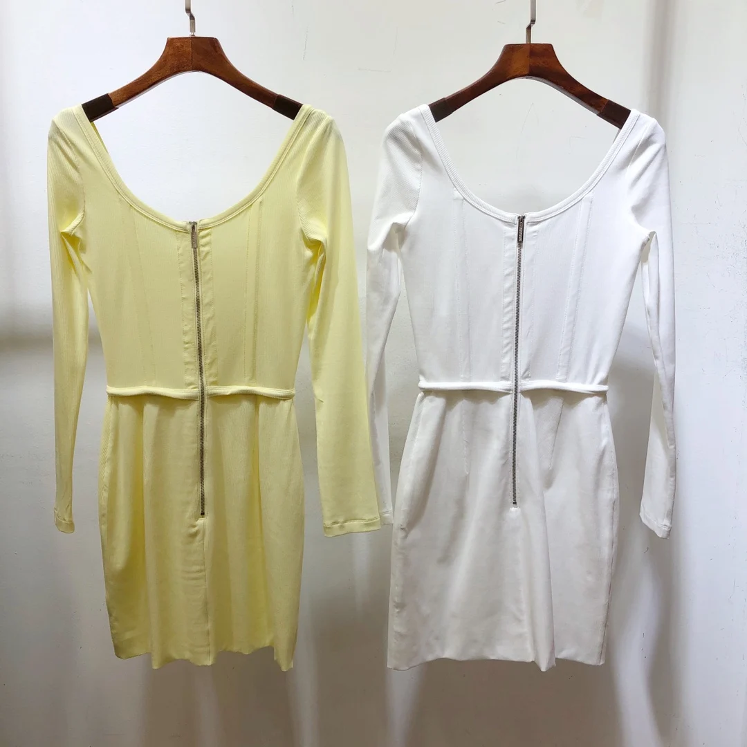 

Summer High Spring Quality Women Long Sleeve Slim Mini 100% Cotton Dresses For Ladies 2 Color Ddxgz2 1.18