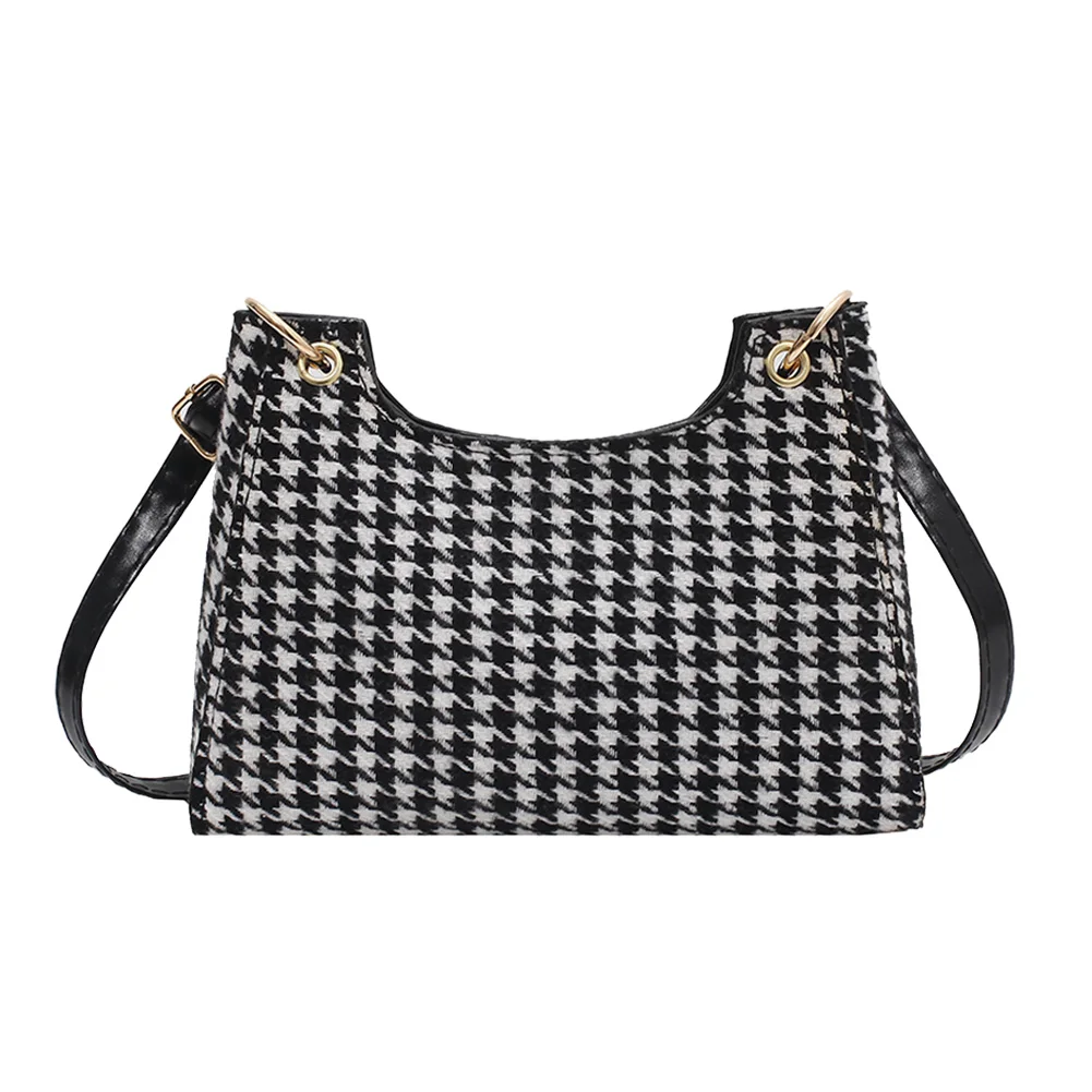 

PU Leather Crossbody Bags Summer Lady Shoulder Handbags Street Hobo Houndstooth Female Simple Totes for Women 2020 Trend