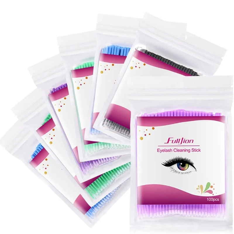 

100Pcs Disposable Eyelash Cotton Swab Micro Brushes Eyelashes Extension Cleaning Sticks Brushes For Eyes Mascara Remove Makeup