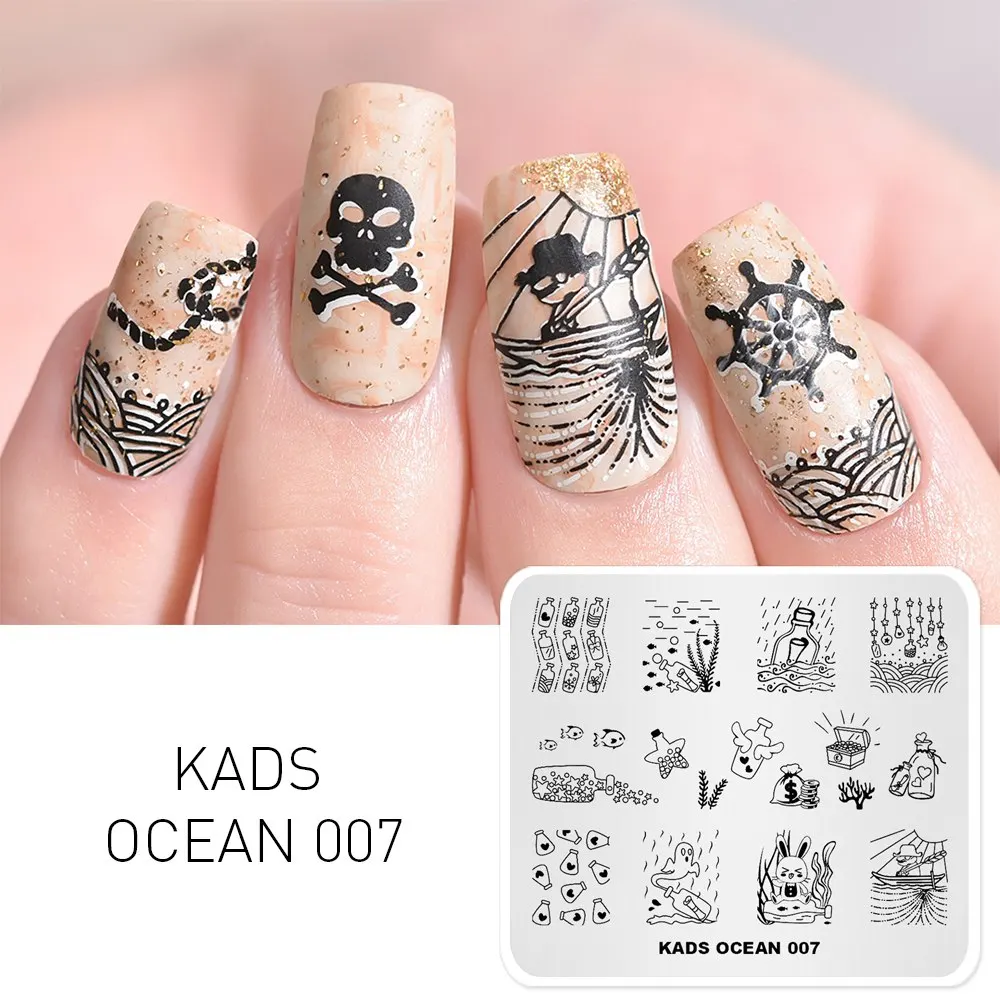 Ocean 007 KADS стемпинг пластины для стемпинга штамп для стемпинга 23 дизайн Хэллоуин цветок стемпинг для ногтей пластины для ногтей трафареты для ногтей стемпинг пластины для маникюра стэмпинг печать для ногтей дизайн ногтей - Цвет: Ocean 007