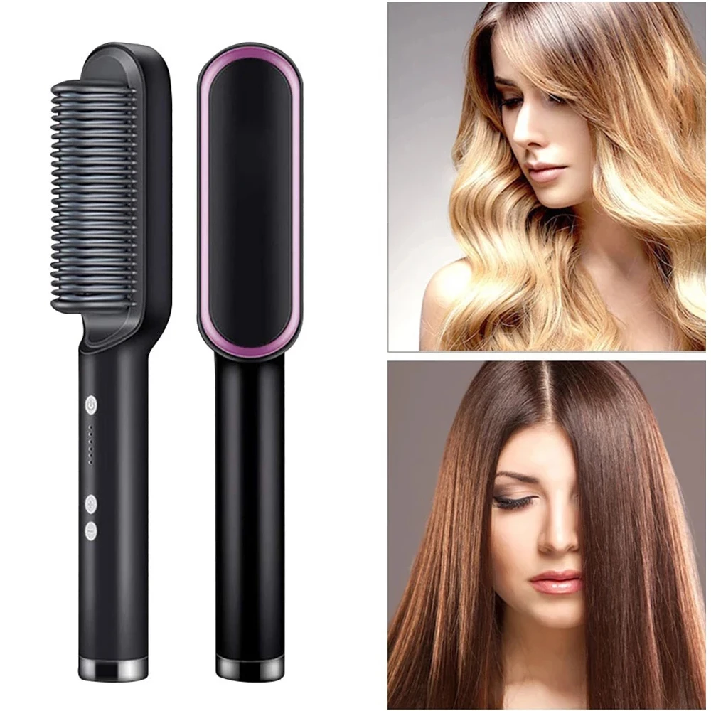 

2 in 1 Hot Comb Electric Professional Hair Straightener Tourmaline Ceramic Hair Hot Heating Comb For Hair Styler Tool