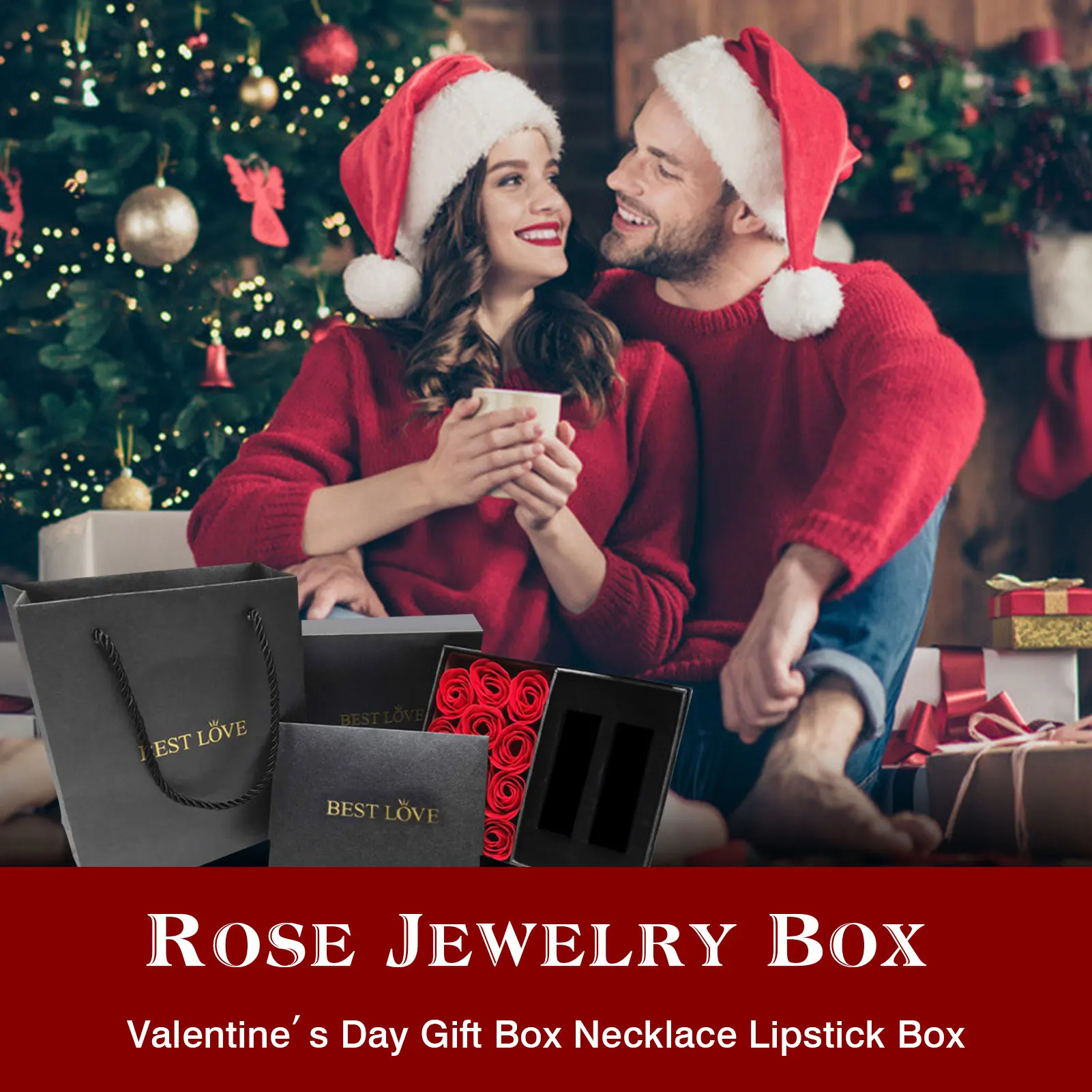 

Rose Jewelry Box Valentines Day Gift Box Necklace Lipstick Box Symbol of Eternal Love attractive and impressive gift for lover
