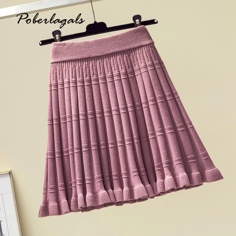 Осенне-зимняя женская трикотажная юбка 2019 Женская Ретро эластичная талия