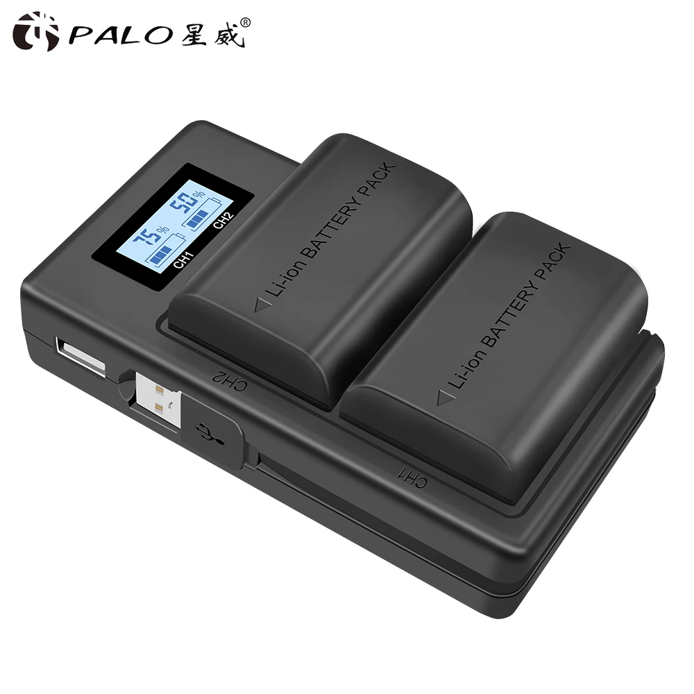 PALO 2 шт. LP-E6 LP-E6N LP E6 батарея+ ЖК USB двойной зарядное устройство для Canon EOS 6D 7D 5D Mark II III IV 5D 60D 60Da 70D 80D 5DS 5DSR