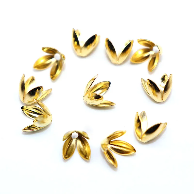 

100pcs/lot 8mm 4 Petal Silver Plated Bead Caps Needlework Spacer Beads Caps Charms Flower Petal End Bead for Jewelry Making