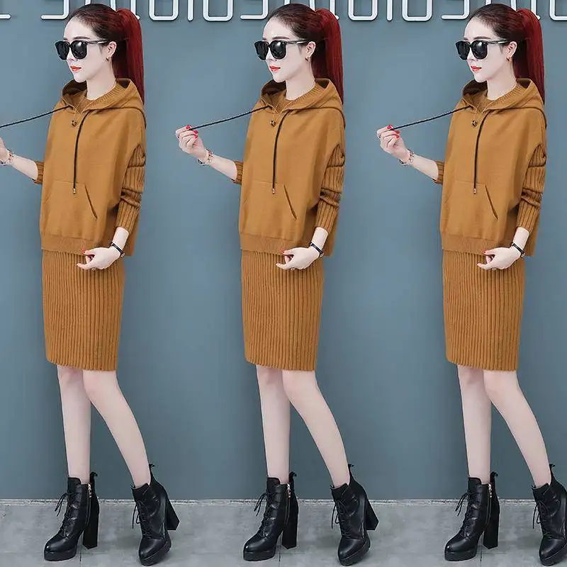 Новый стиль уличная мода вязаный комплект из двух предметов с длинным рукавом