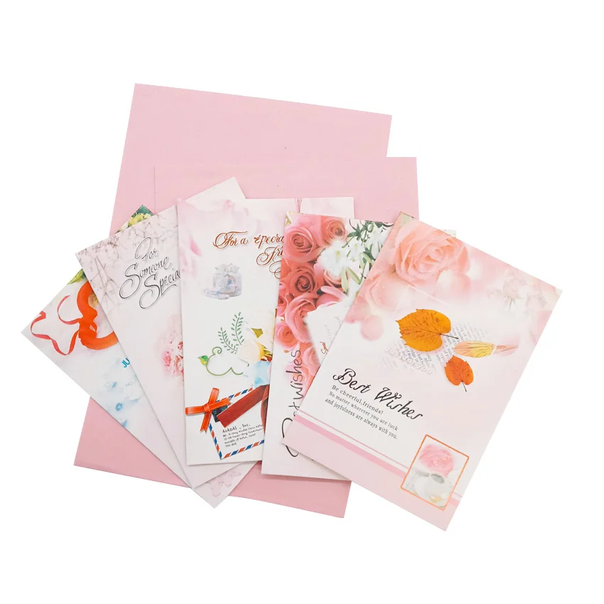 100pcs/lot Flower Pink Small Greeting Card Wedding Birthday Invitation Blessing Party Gift Travel Supply Label Random | Дом и сад