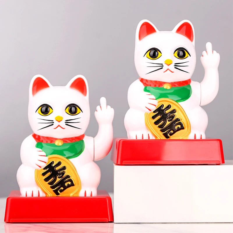 

NEW Swing Middle Finger Lucky Cat Ornaments Creative Figurines Home Decoration Crafts Christmas Desktops Novelty Gifts
