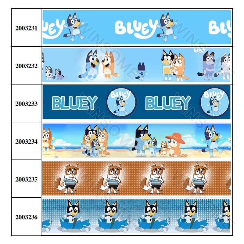 Новое поступление банты для волос Bluey с австралийским мультяшным принтом 5 ярдов