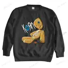 Толстовка мужская хлопковая с длинным рукавом, уличная одежда, худи, корейский стиль рок-группы, тонкая, Черная