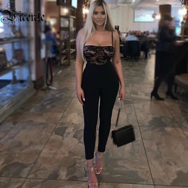 Женский кружевной комбинезон вечерние комбинезоны на тонких лямках в стиле