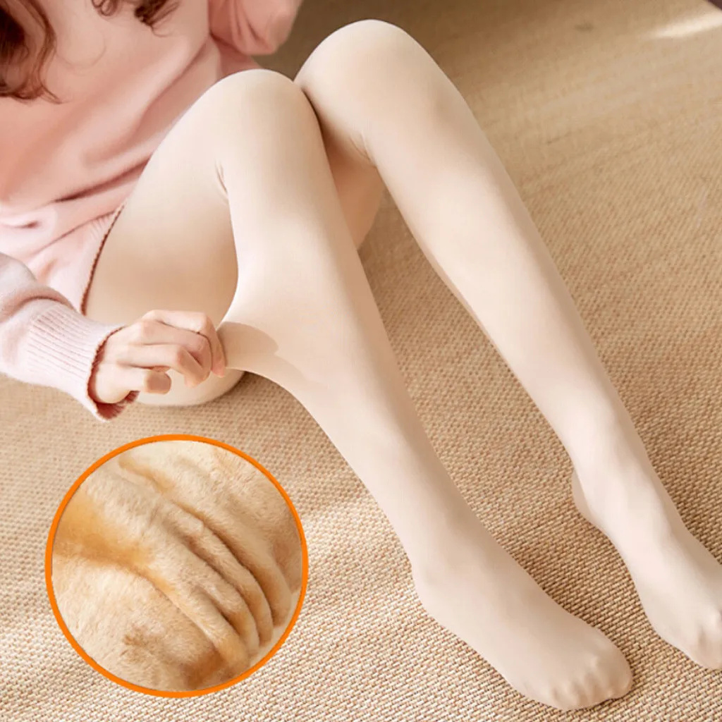 

Thick Tights Thin Black Stockings Women Legs Fake Translucent Warm Fleece Villi Thickened Pantyhose Колготки