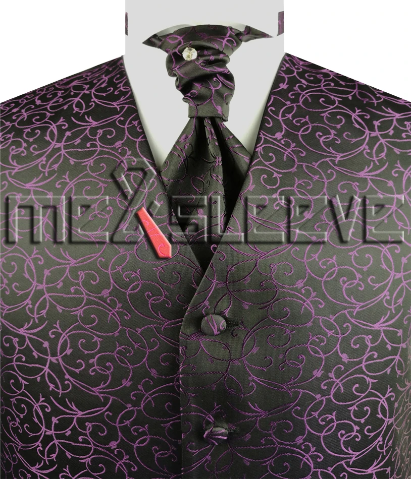 Набор жилетов из микрофибры(жилет+ галстук+ платок - Цвет: purple