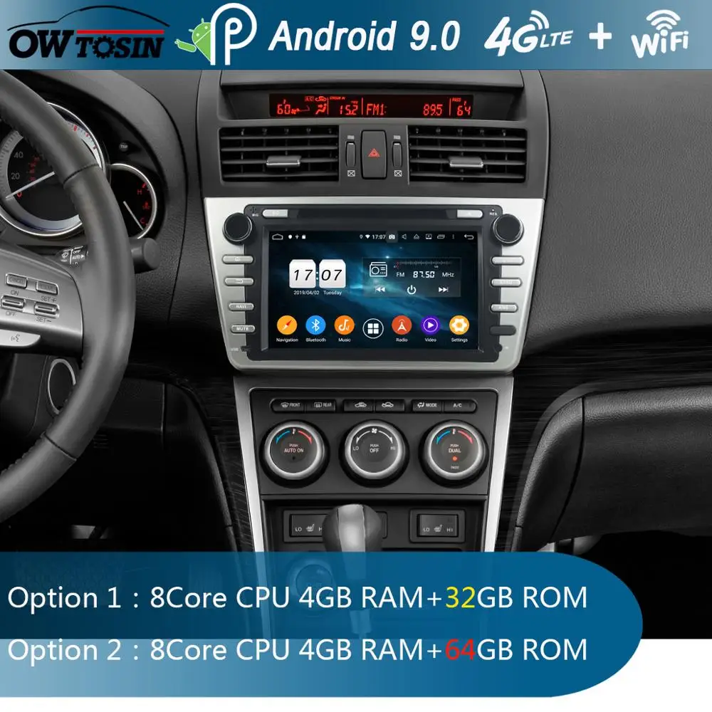 Автомобильный DVD плеер 8 дюймов IPS ядер 4 Гб ОЗУ + 64 ПЗУ Android 9 0 GPS навигатор для Mazda6