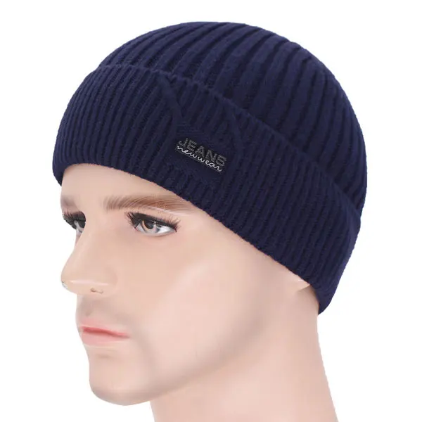 Брендовые шапки Skullies мужские зимние шапки для мужчин шапка зимняя вязаная шапка мужская шапка Homme маска однотонная женская зимняя шапка - Цвет: navy