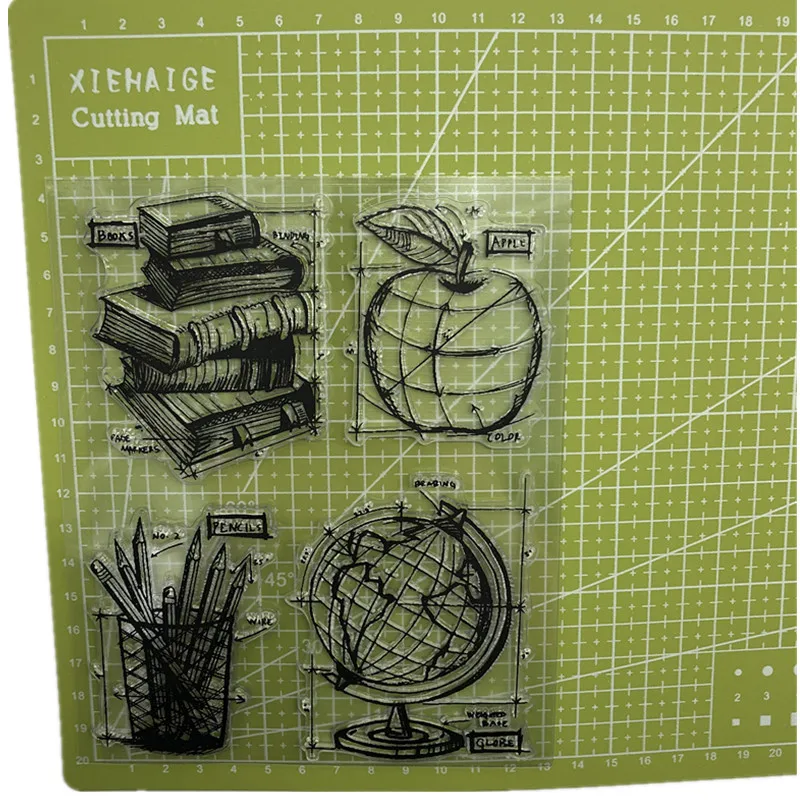 

2021 NEW Book Pen Apple Globe Clear Stamp Transparent For Scrapbooking DIY Card Handmade Kid Funny Seal Stencil Poster