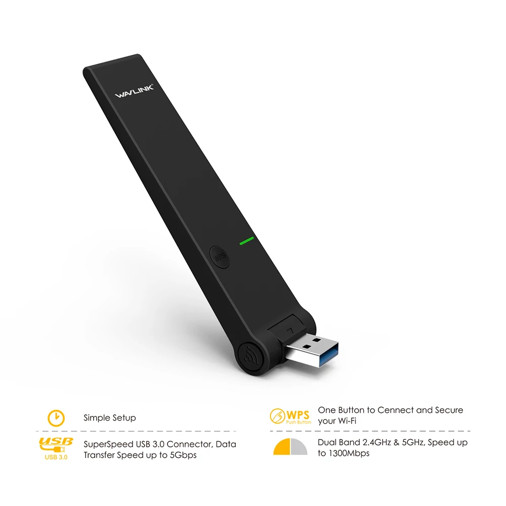 Wavlink AC1300 беспроводной USB wifi адаптер 5 ГГц и 2,4 ГГц двухдиапазонный USB WiFi защитный Мини-Ключ адаптер Сетевая карта с кнопкой WPS WDS AP