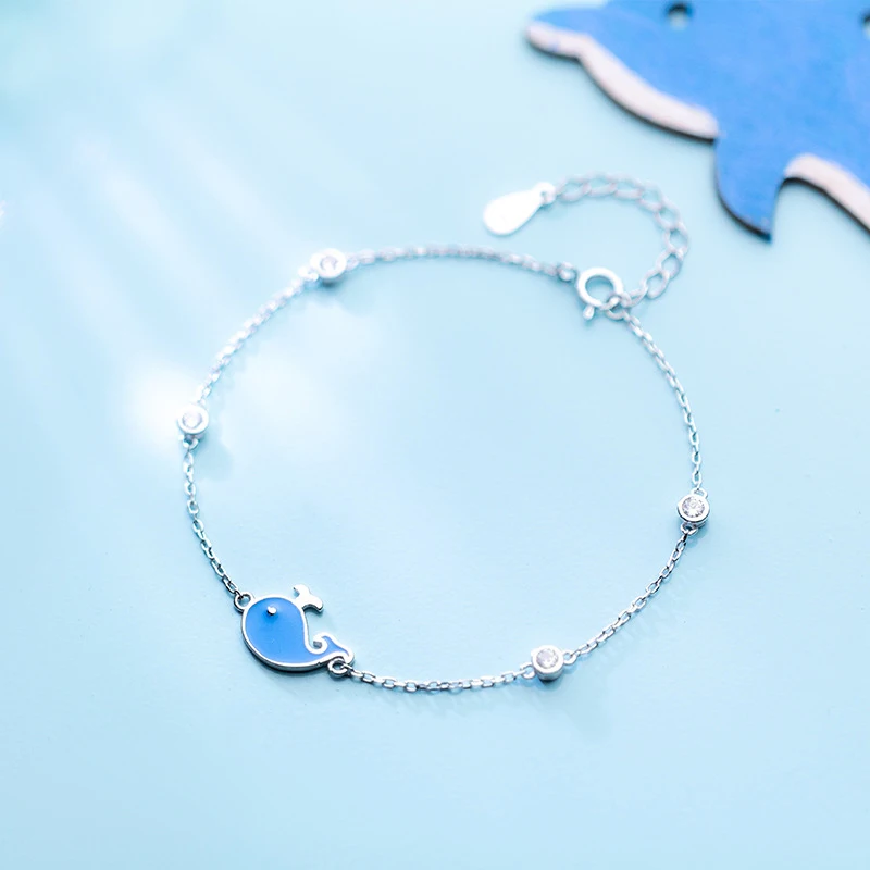 Trustdavis 100% 925 цельное Настоящее серебро Модные женские ювелирные изделия синий кит