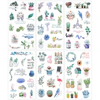 6 sheets kawaii cat flower plant sticker adhesive craft stick label notebook computer phone scrapbooking decoration stationery