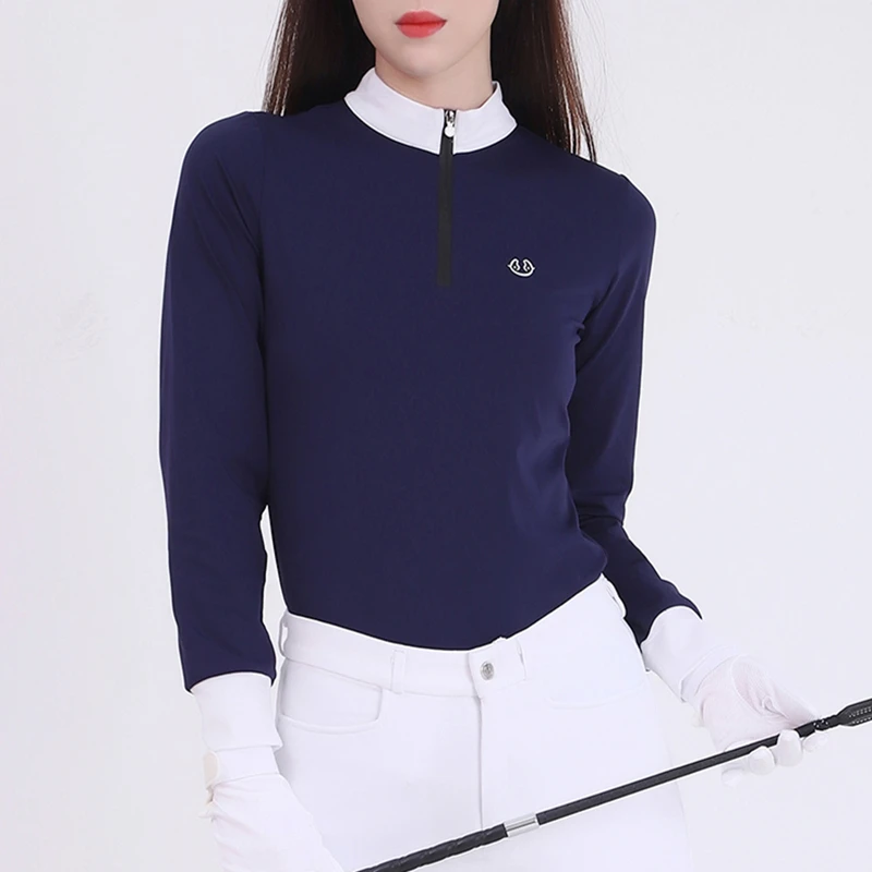 Women Horse Riding Clothes Long Sleeve T Shirts  Horse Back Rider Competition Top Tees Equipment Equestrian Cotton Polo Shirts